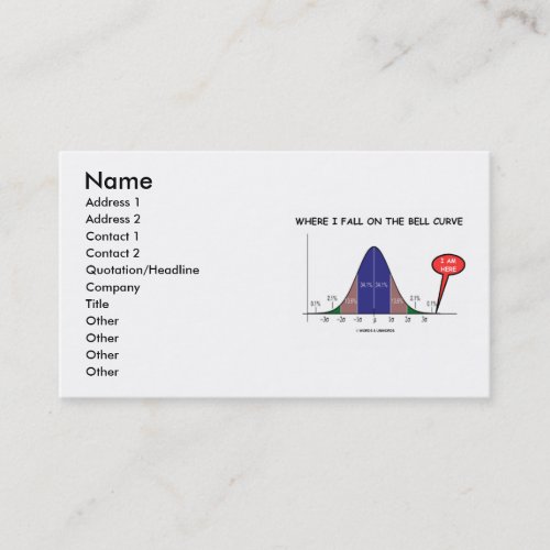 Where I Fall On The Bell Curve I Am Here Business Card