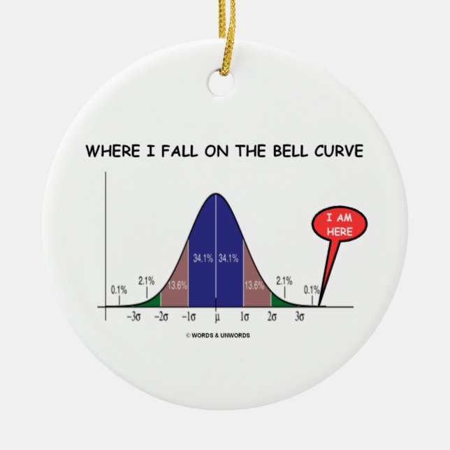Where I Fall On The Bell Curve I Am Here Ceramic Ornament (Front)