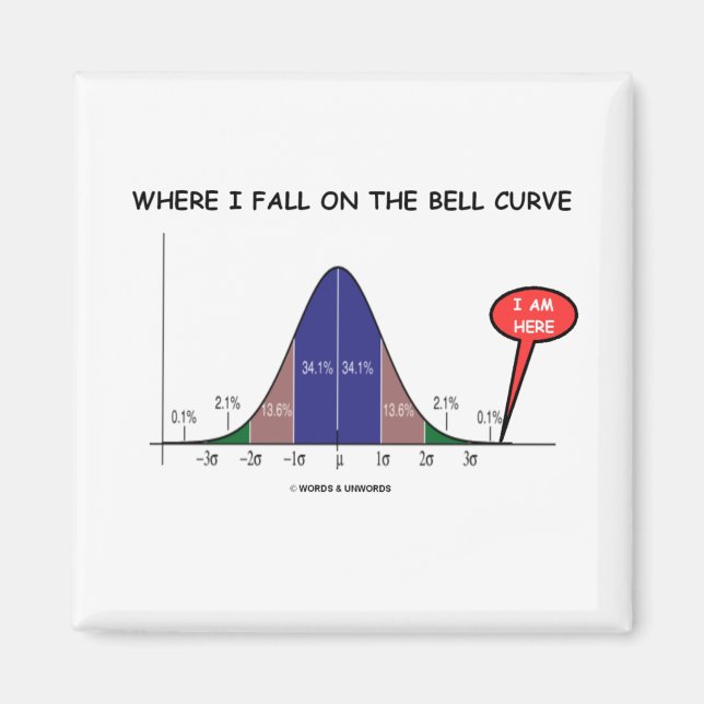 Where I Fall On The Bell Curve I Am Here Magnet (Front)