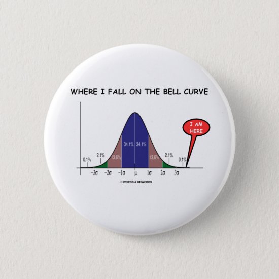 Where I Fall On The Bell Curve I Am Here Pinback Button