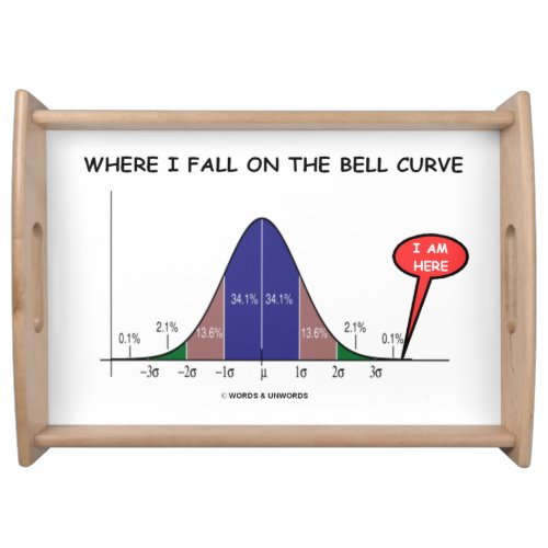 Where I Fall On The Bell Curve I Am Here Statistic Serving Tray