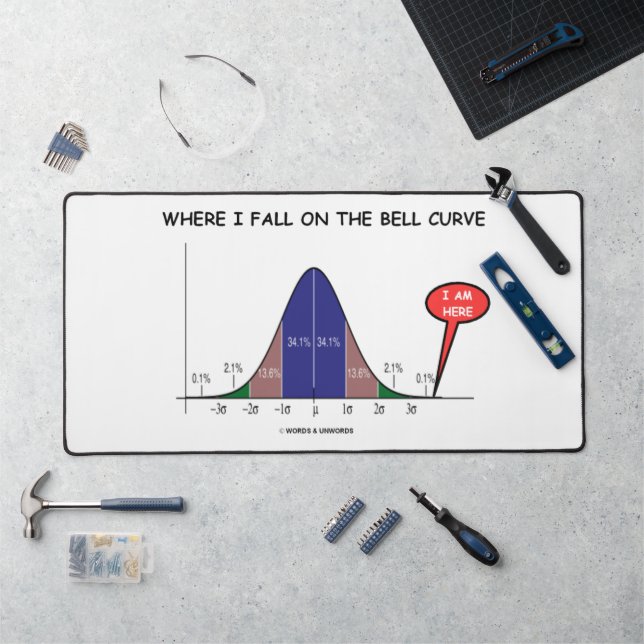 Where I Fall On The Bell Curve I Am Here Stats Desk Mat (Workstation)