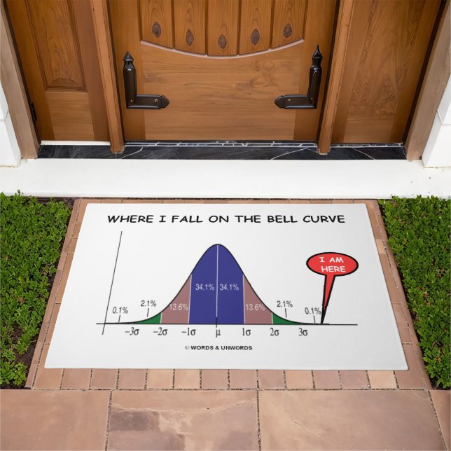 Where I Fall On The Bell Curve I Am Here Stats Doormat (Outdoor)