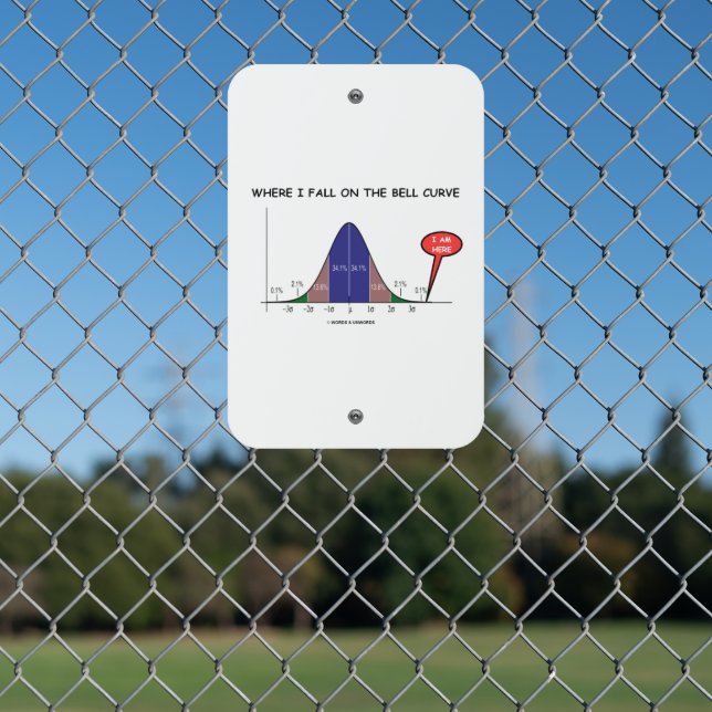 Where I Fall On The Bell Curve I Am Here Stats Metal Sign (In Situ(Fence))