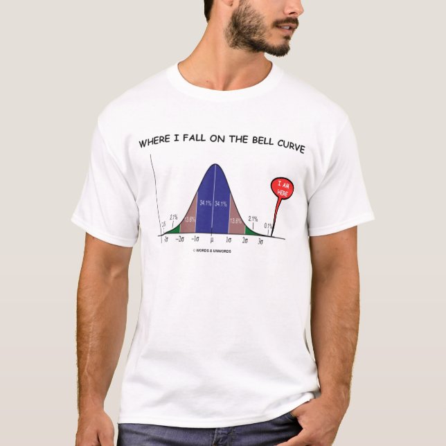 Where I Fall On The Bell Curve I Am Here T-Shirt (Front)