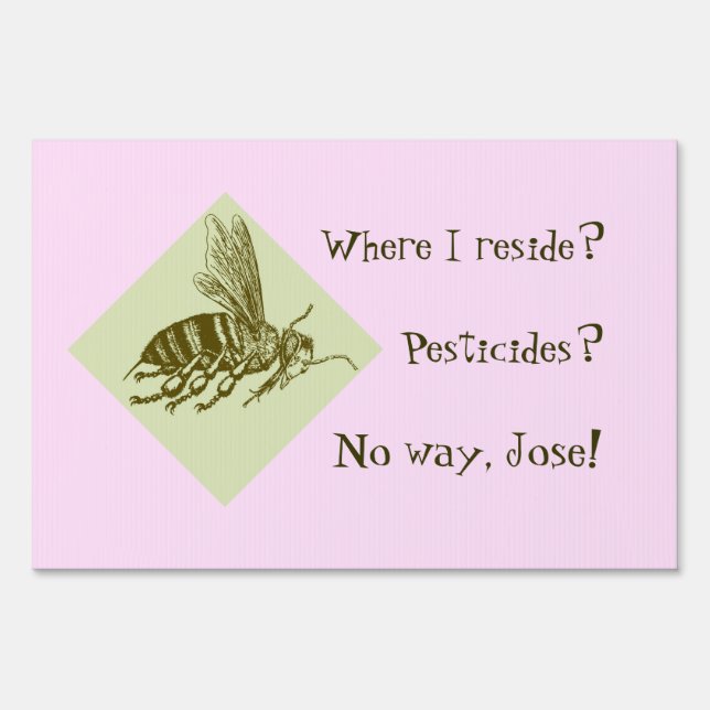 Where I reside?  Pesticides?  No way, Jose! Yard Sign (Front)