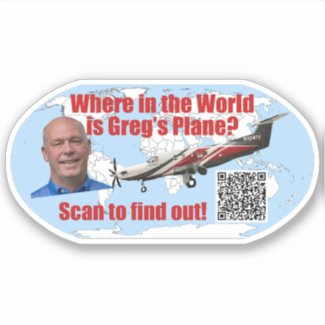 Where in the World is Greg's Plane Vinyl Sticker