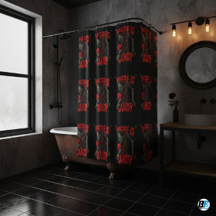 Where Is My Candy! Dark Horror Halloween Shower Curtain