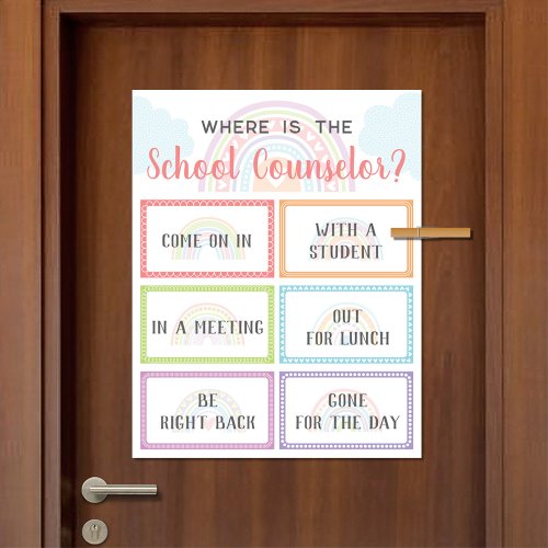 Where is School Counselor Office Door Sign Rainbow