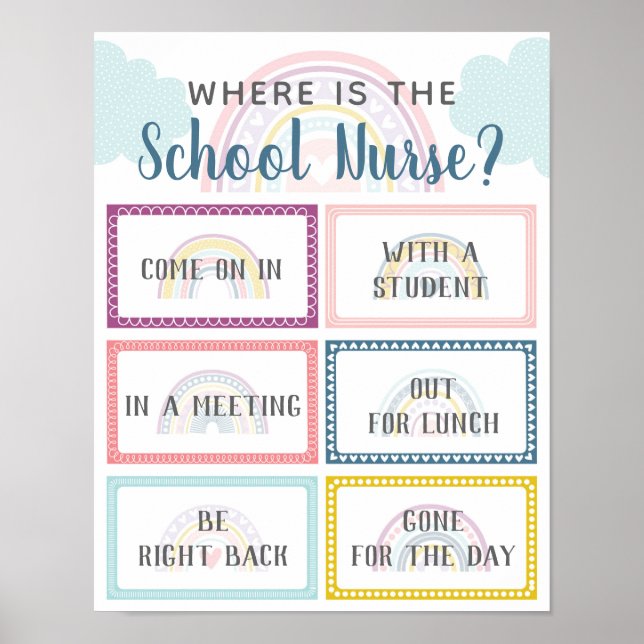 Where is School Nurse Office Door Sign Rainbow (Front)
