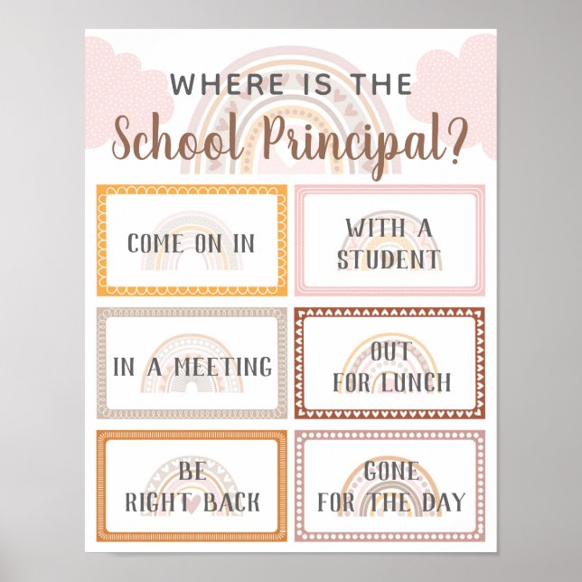 Where is School Principal Office Door Sign Rainbow (Front)