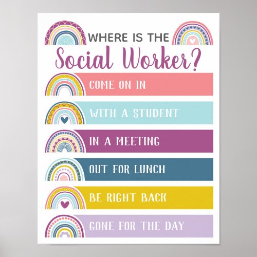 Where is Social Worker Office Door Sign Rainbow
