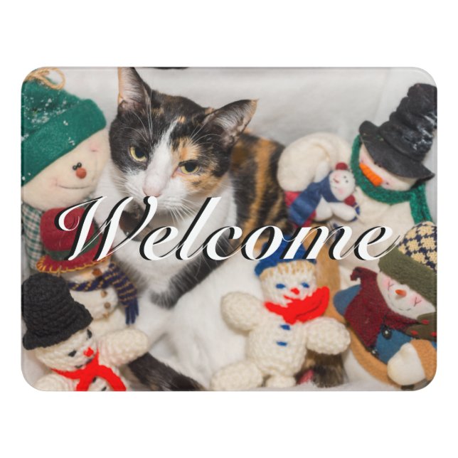 Where Is The Cat Welcome Door Sign (Contemporary Front)