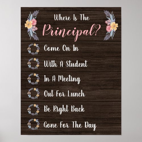 Where is the Principal Office Door Sign