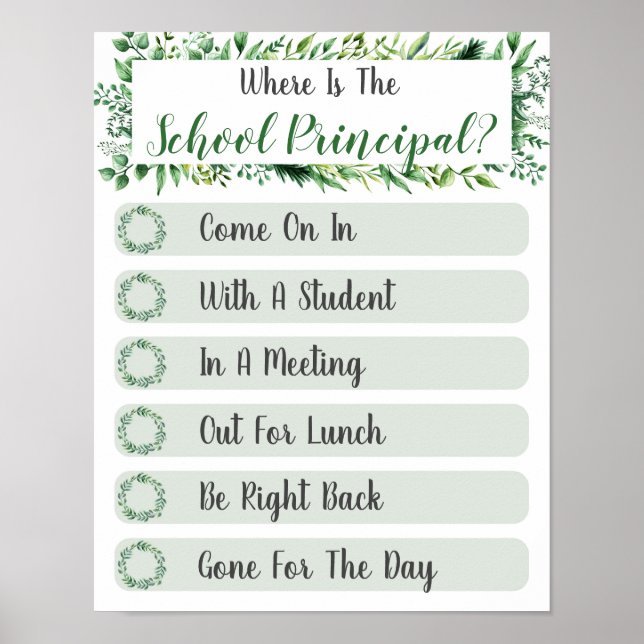 Where is the Principal Office Door Sign (Front)