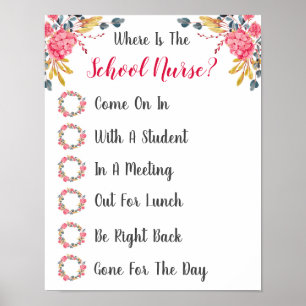 Where is the School Nurse Office Door Sign