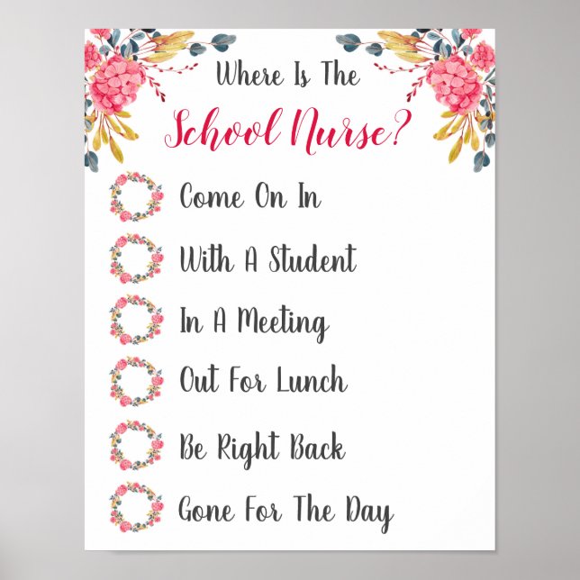 Where is the School Nurse Office Door Sign (Front)