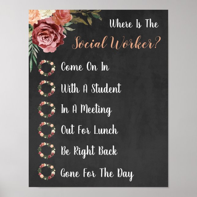 Where is the Social Worker Office Door Sign (Front)