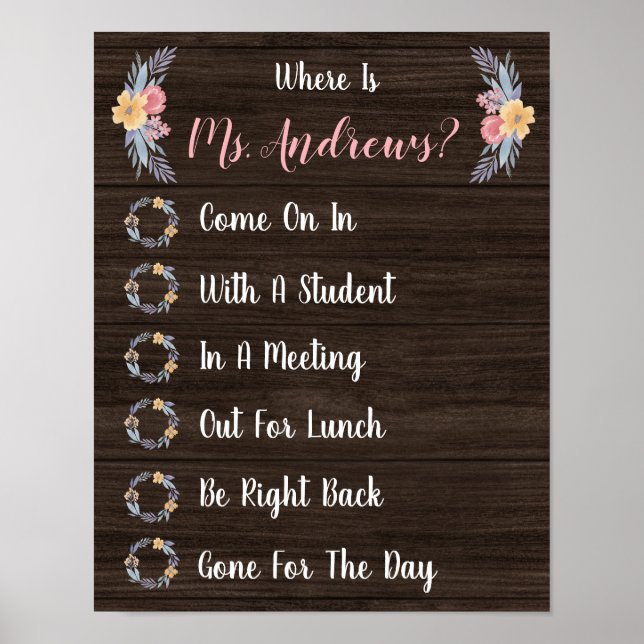 Where is the Teacher Office Door Sign (Front)