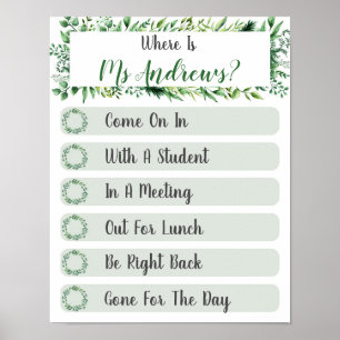 Where is the Teacher Office Door Sign