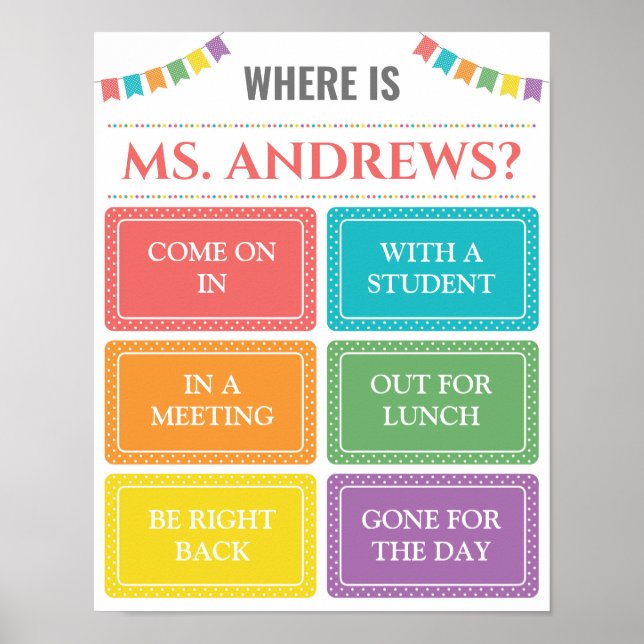 Where is the Teacher Office Door Sign (Front)