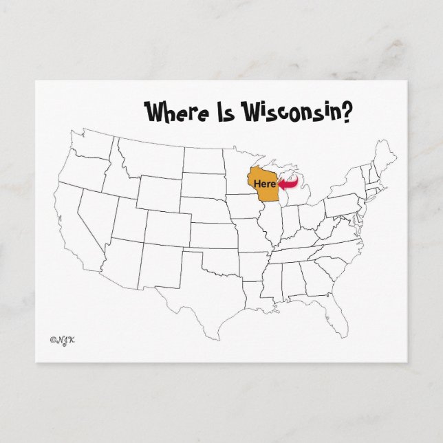 Where Is Wisconsin? Postcard (Front)