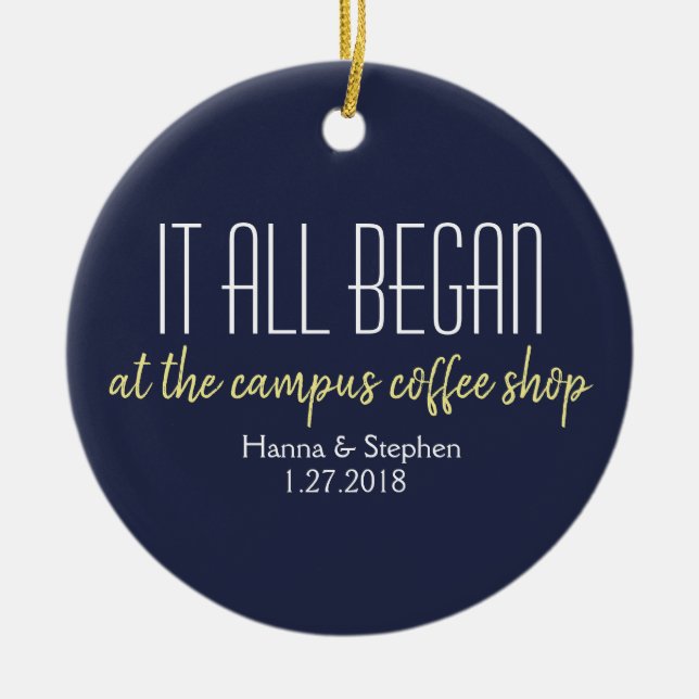Where it All Began Love Story Ceramic Ornament (Front)