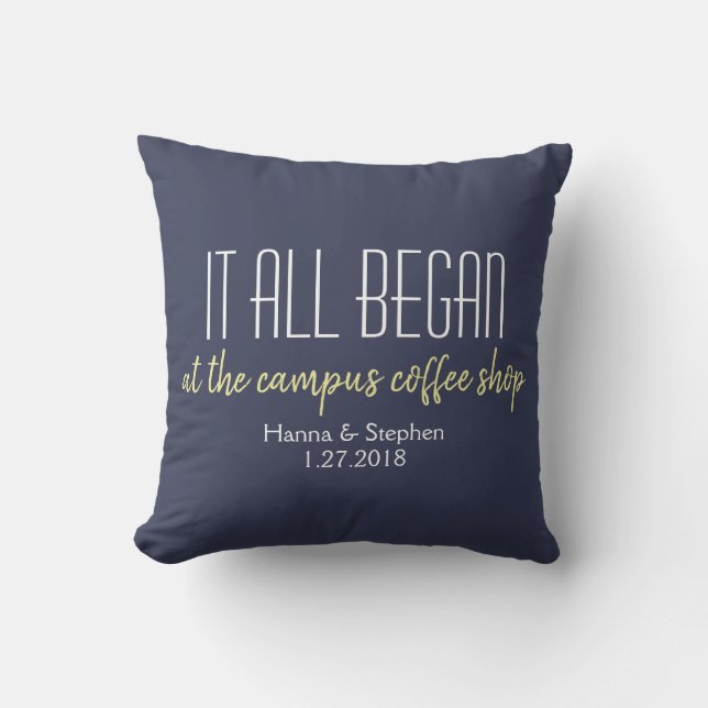 Where it All Began Love Story  Outdoor Pillow (Front)