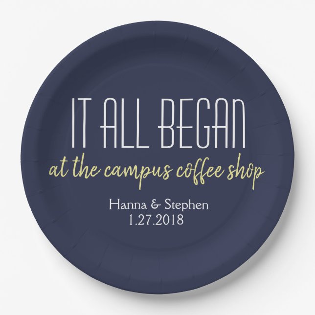 Where it All Began Love Story Paper Plates (Front)