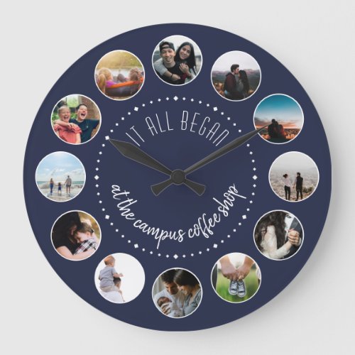 Where it All Began Love Story Photo Collage Large Clock