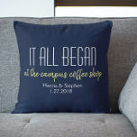 Where it All Began Love Story Pillow<br><div class="desc">Capture the heartwarming tale of your love story with our "Where It All Began" Pillow! Personalized with your names, special date, and the location where your journey unfolded, this pillow is a charming homage to your unique love story. Whether it's where you first met, shared your first kiss, or said...</div>