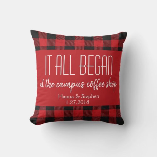 Where it All Began Love Story Valentines Day Gift Throw Pillow