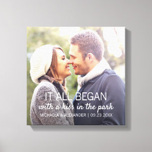 Where It All Began Personalized Couples Photo Canvas Print