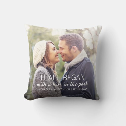 Where It All Began Personalized Couples Photo Throw Pillow