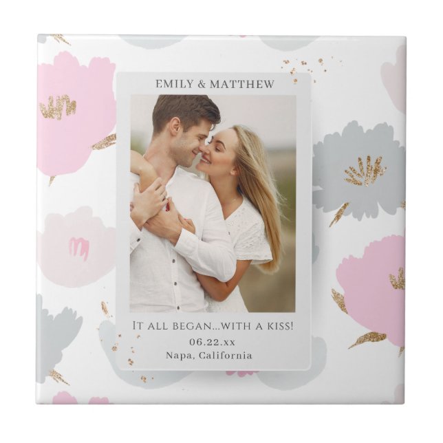 Where It All Began Romantic Couples Personalized Ceramic Tile (Front)