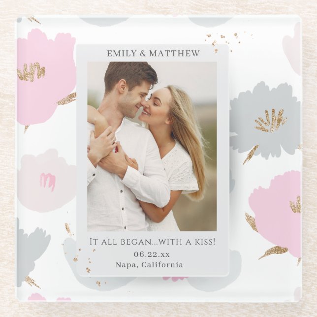 Where It All Began Romantic Couples Personalized Glass Coaster (Front)
