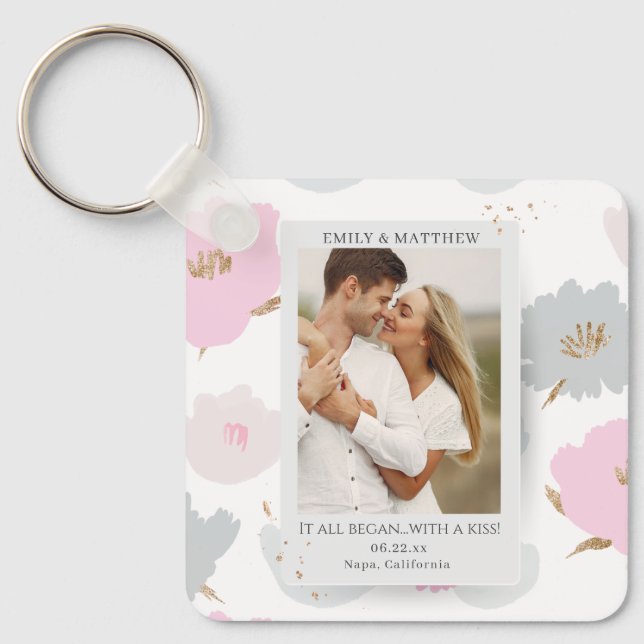 Where It All Began Romantic Couples Personalized Keychain (Front)