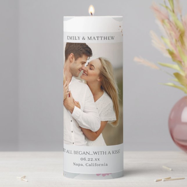 Where It All Began Romantic Couples Personalized Pillar Candle (In Situ)