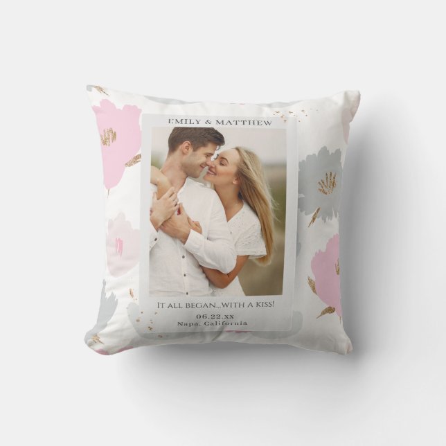 Where It All Began Romantic Couples Personalized Throw Pillow (Front)