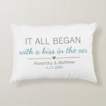 Where It All Began Romantic Personalized Couples Accent Pillow<br><div class="desc">Where it all began... Cute pillow featuring the location and the date you met, with an adorable heart. Choose your own color and personalize this custom design with your own names and text. Perfect gift to tell your love story on Valentine's Day, your Anniversary or Wedding, and celebrate the beginning...</div>