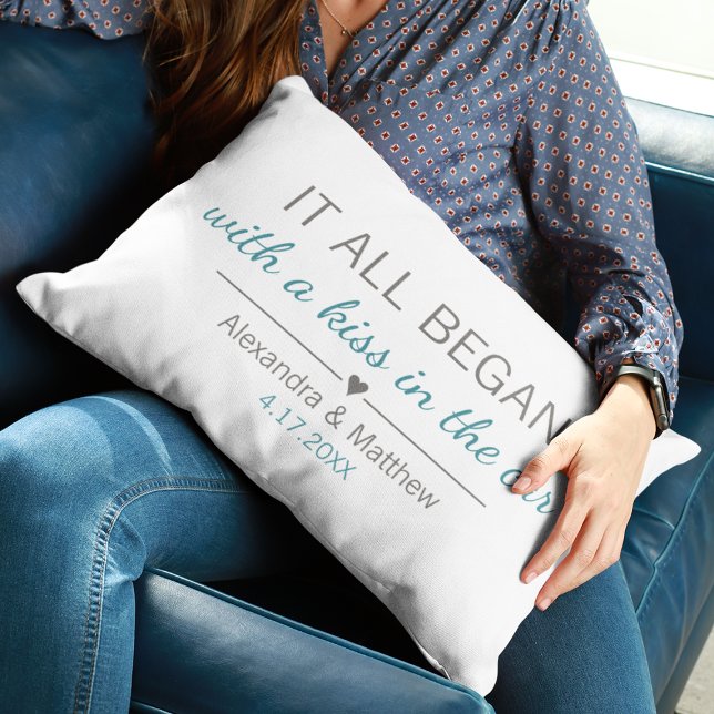 Where It All Began Romantic Personalized Couples Accent Pillow (Creator Uploaded)