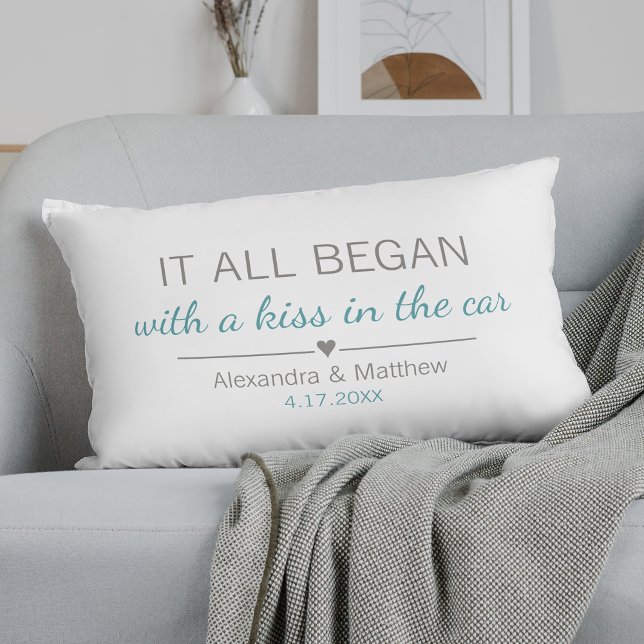 Where It All Began Romantic Valentines Day Couples Lumbar Pillow (Creator Uploaded)