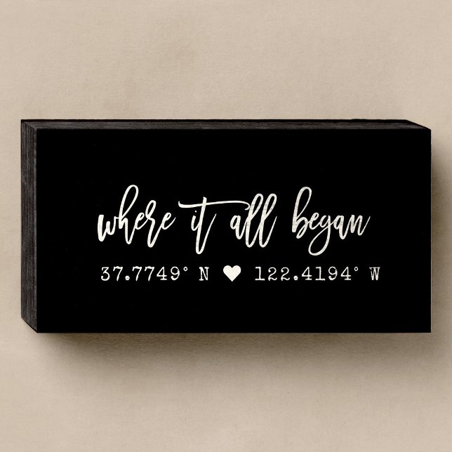 Where it all began Script Coordinates Valentine's  Wooden Box Sign (Creator Uploaded)