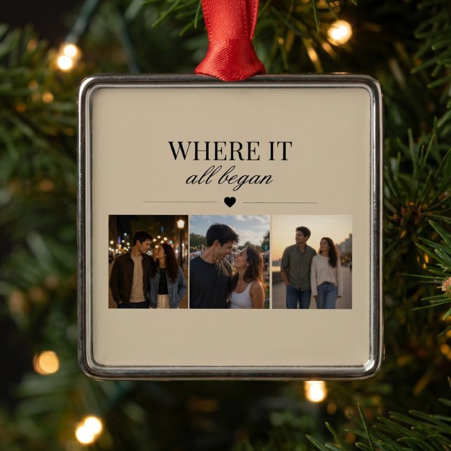 Where It All Began Three Photo Memory Christmas Metal Ornament (Creator Uploaded)