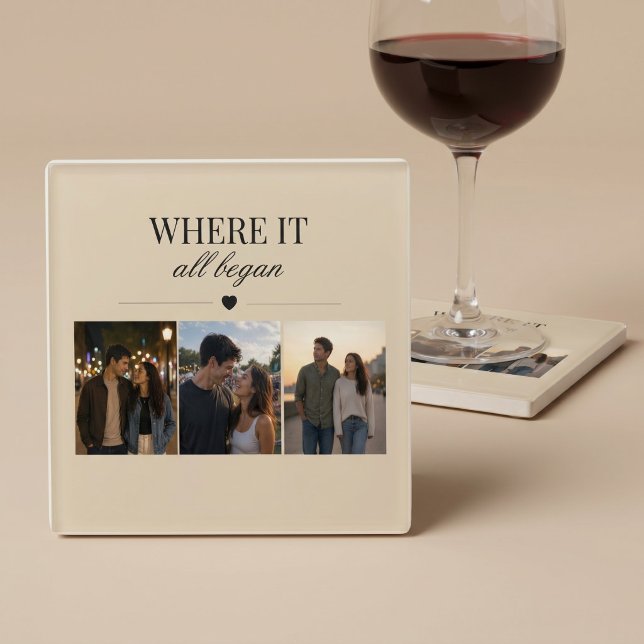 Where It All Began Three Photo Memory Glass Coaster (Creator Uploaded)