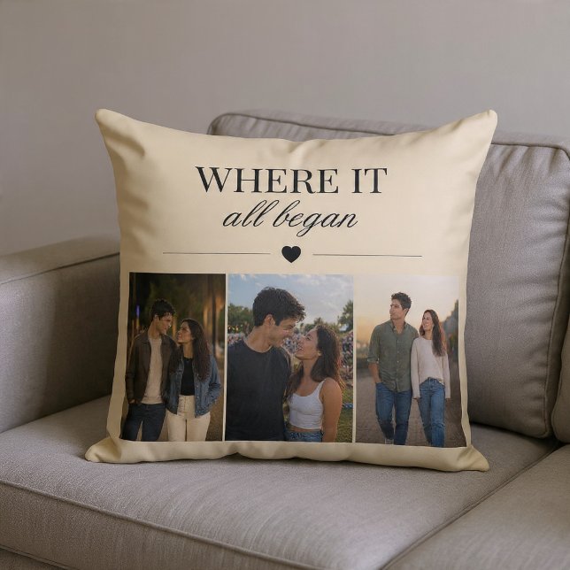 Where It All Began Three Photo Memory Throw Pillow (Creator Uploaded)