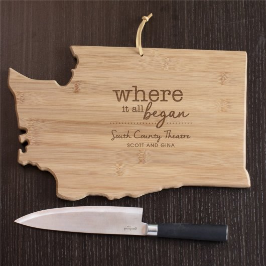 Where It All Began Washington Bamboo Cutting Board (Front)