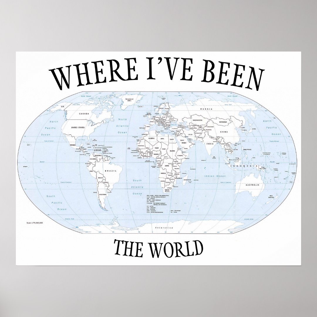 Where I've been in the world, colorable map Poster | Zazzle