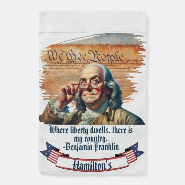 "Where liberty dwells..!" Customizable Garden Flag (Back)