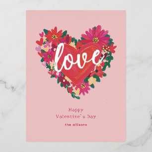 Where Love Grows Personalized Valentine Foil Holiday Postcard